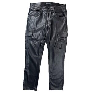 NWOT Monfrere Men's Coated Noir Preston Skinny Cargo Jeans Sz 34 Japanese Denim